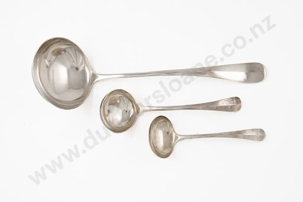 Set Of 3 Geo V Graduated S/S Ladles By Mappin & Webb Image 1++