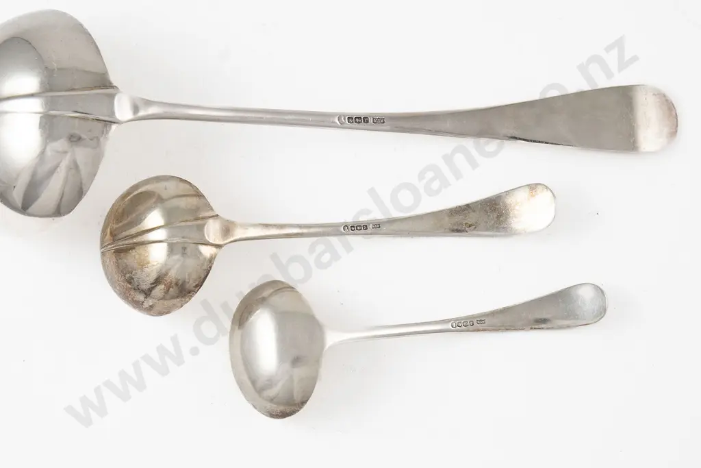 Set Of 3 Geo V Graduated S/S Ladles By Mappin & Webb Image 1++