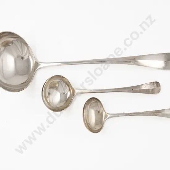 Set Of 3 Geo V Graduated S/S Ladles By Mappin & Webb