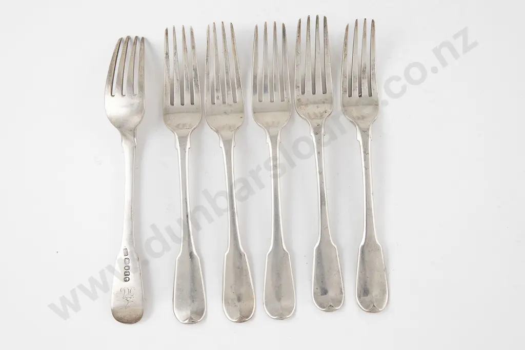 Set Of Six Geo III S/S Dessert Forks Image 1++