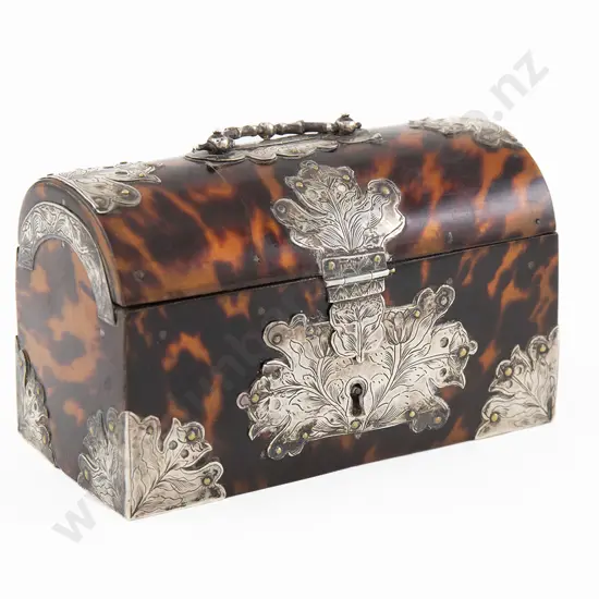 Rare Vict Tortoiseshell & Silver Mounted Money Box