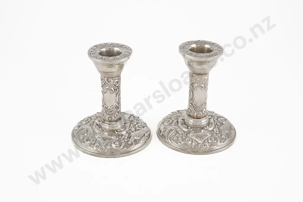 Pair QEII S/S Dwarf Candlesticks Image 1++
