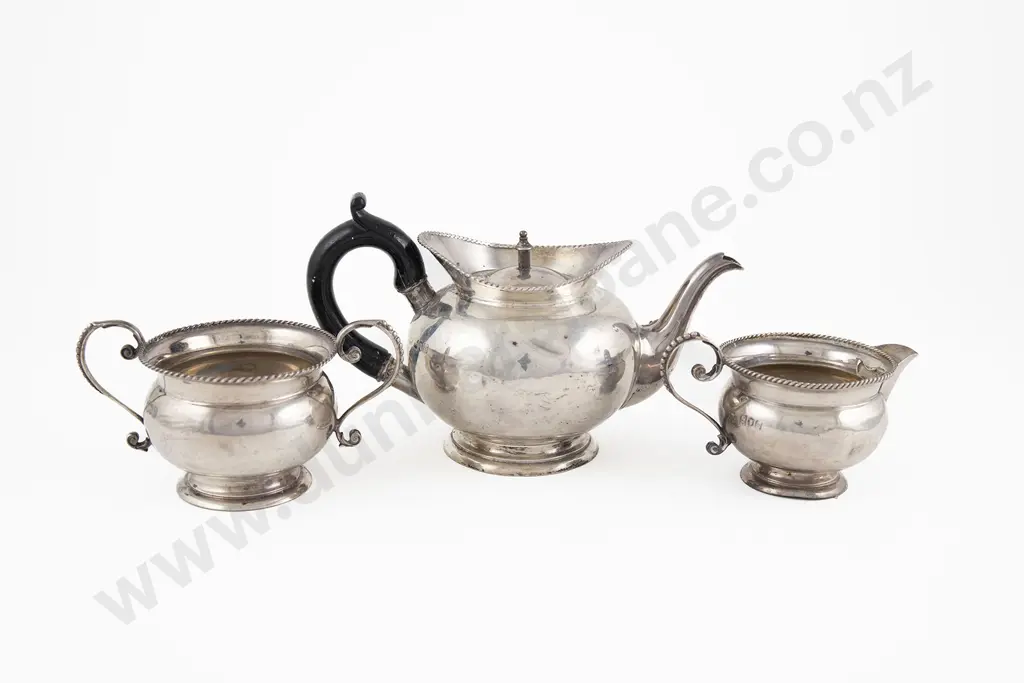 Edw VII S/S 3 Piece Bachelors Teaset Image 1++