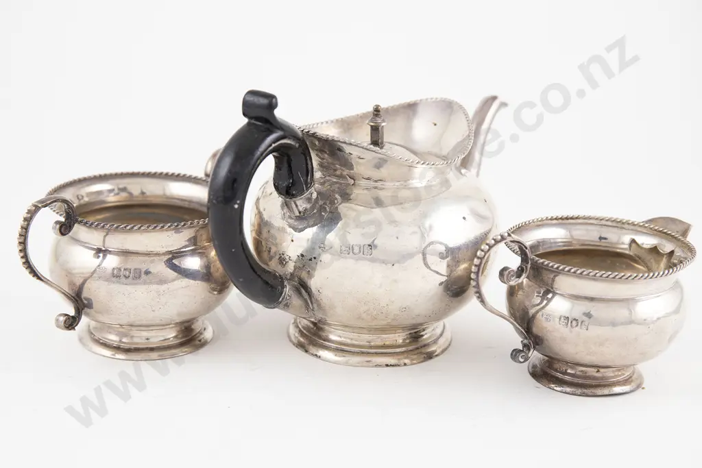 Edw VII S/S 3 Piece Bachelors Teaset Image 1++