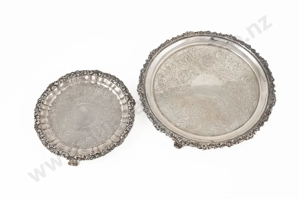 Pair Of Late C19th Old Sheffield Plate Salvers Image 1++