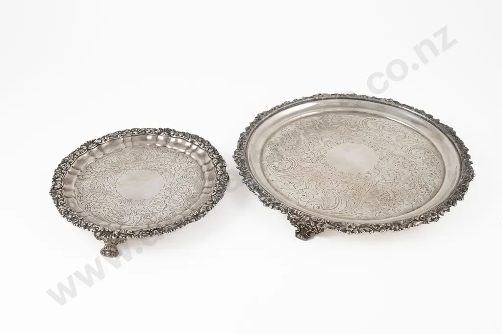 Pair Of Late C19th Old Sheffield Plate Salvers Image 1++