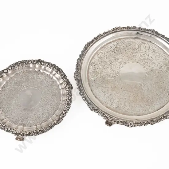 Pair Of Late C19th Old Sheffield Plate Salvers