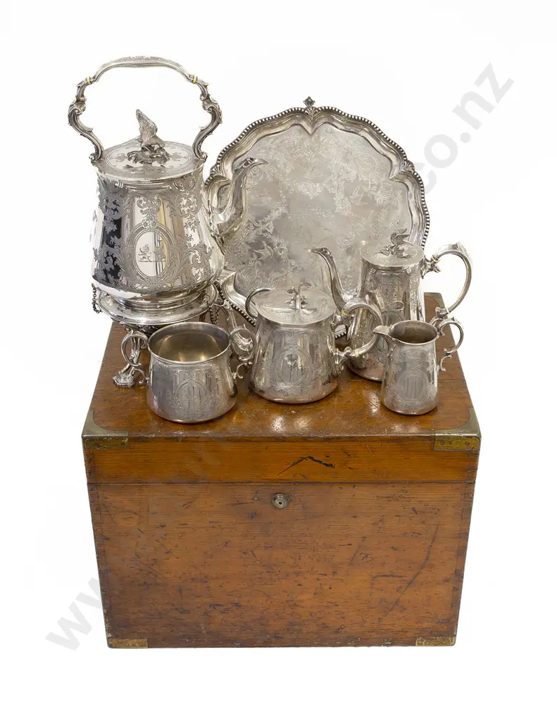 Oak Cased Victorian S/S Tea and Coffee Set Image 1++
