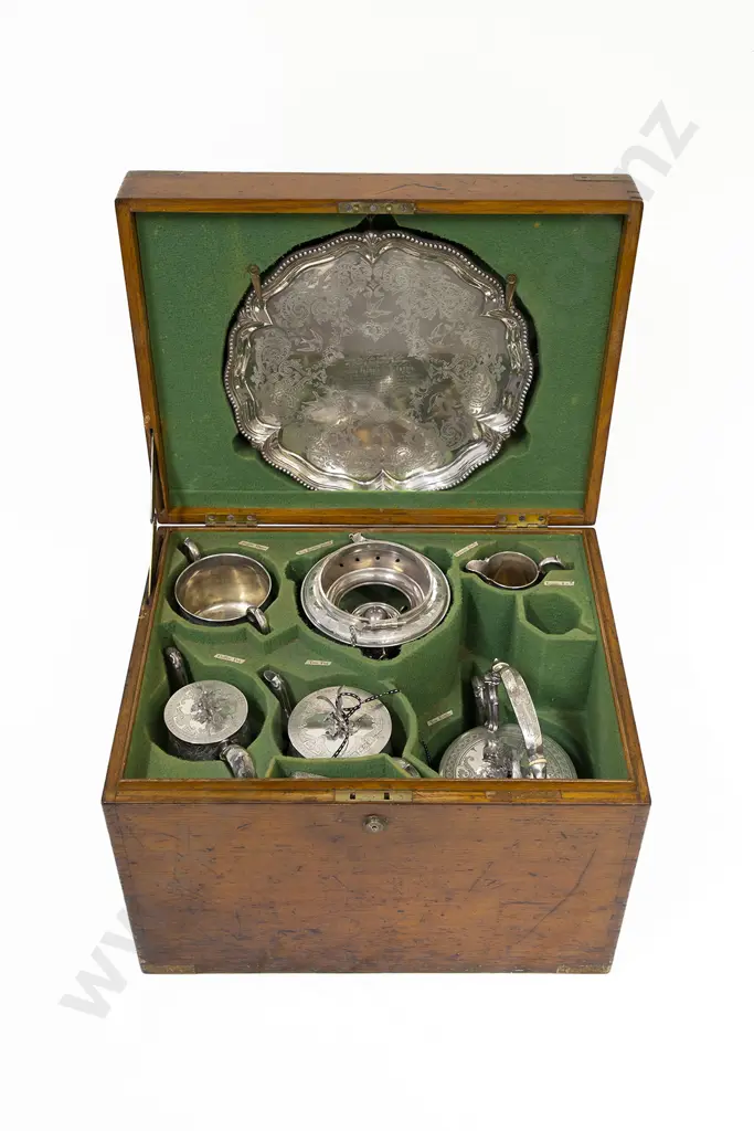 Oak Cased Victorian S/S Tea and Coffee Set Image 1++