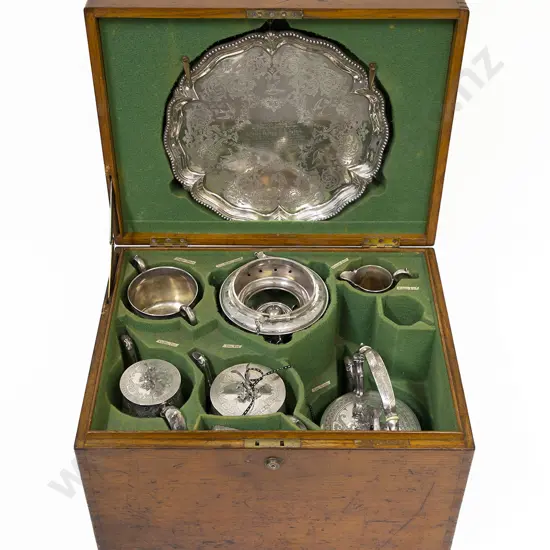 Oak Cased Victorian S/S Tea and Coffee Set