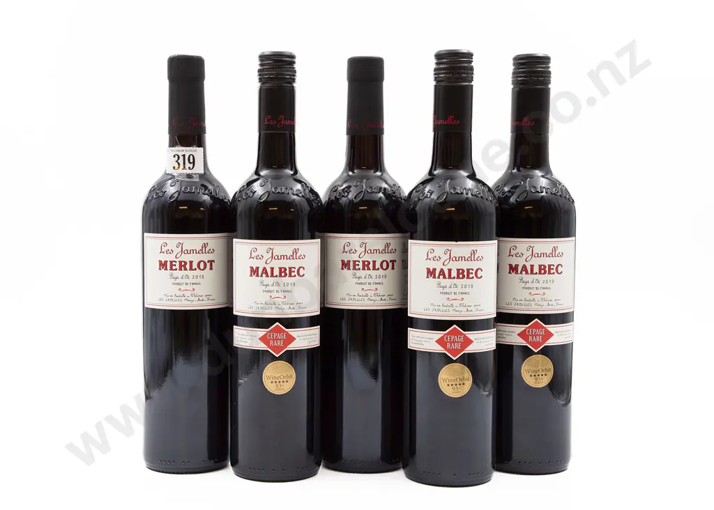 Five Bottles of Assorted French Merlot and Malbec Image 1++