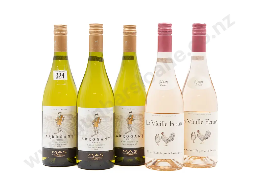 Five Bottles of Assorted French Rosé and Chardonnay Image 1++