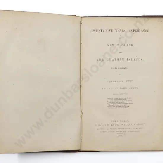 Hunt Frederick & Amery John - Twenty-Five Years in New Zealand and the Chatham Islands