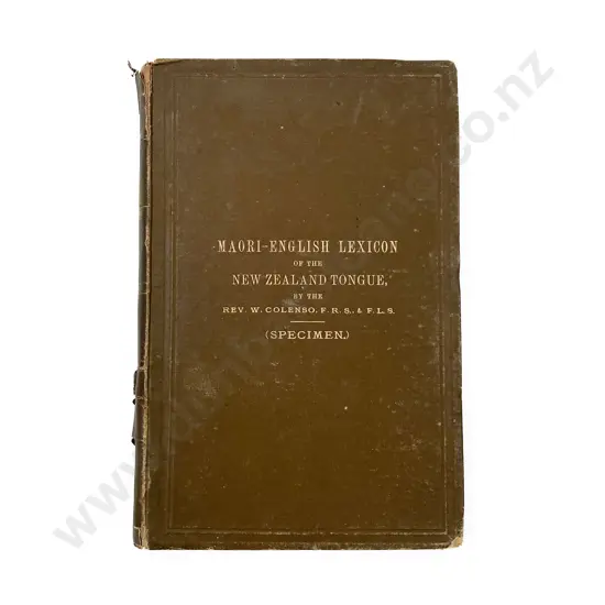 Colenso Rev W - A Maori-English Lexicon