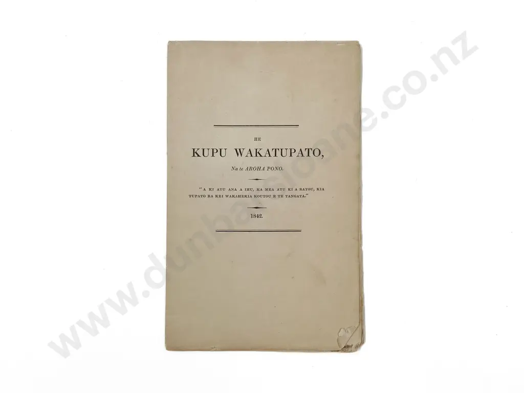 Aroha Pono (William Colenso) He Kupu Whakatupato 1842 Image 1++