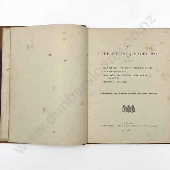 (-) Te Ture Whenua Maori 1909