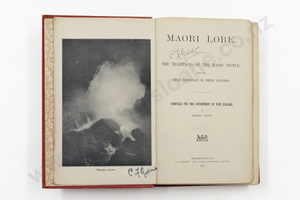 Charles Frederick Goldies Personal Copy Of Maori Lore Image 1++