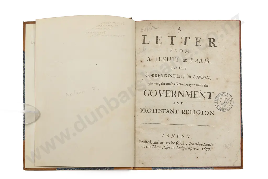 Nalson John - A Letter From A Jesuit at Paris To His Correspondent in London Image 1++