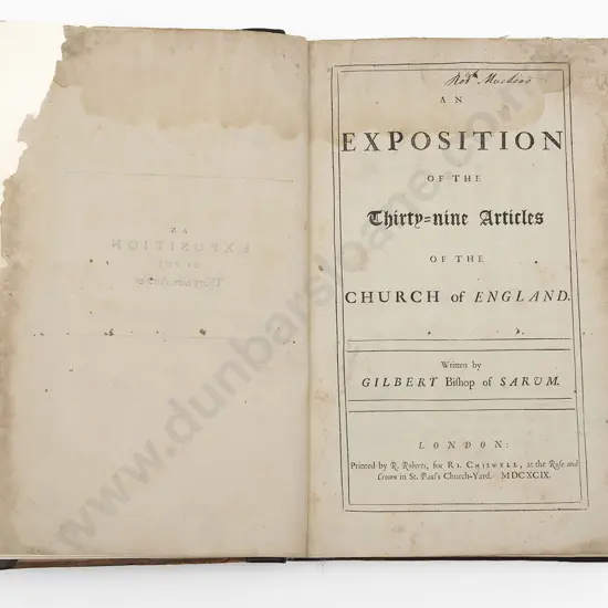 Gilbert Bishop of Sarum - An Exposition of the Thirty-nine Articles of the Church of England