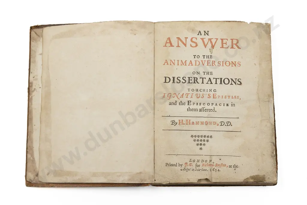 Hammond Henry - An Answer to the Animadversions on the Dissertations Touching Ignatius's Epistles Image 1++