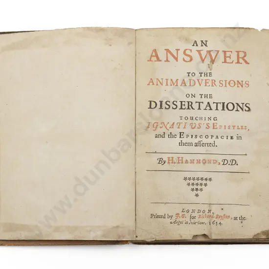 Hammond Henry - An Answer to the Animadversions on the Dissertations Touching Ignatius's Epistles