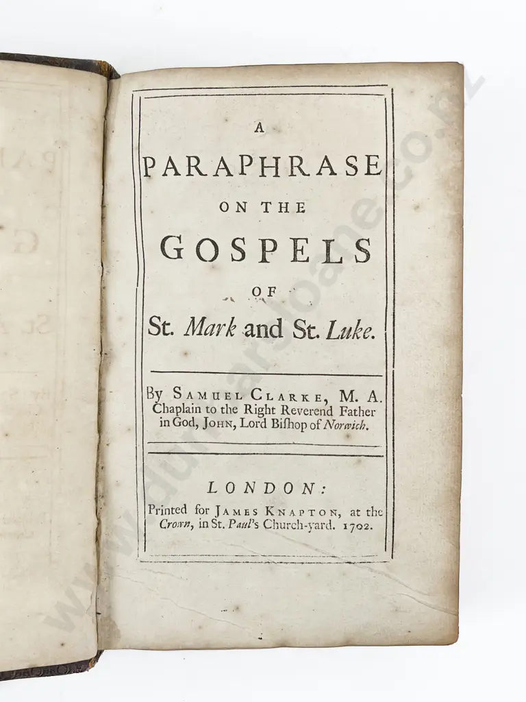 Clarke Samuel - A Paraphrase On The Gospels Of St Mark and St Luke Image 1++