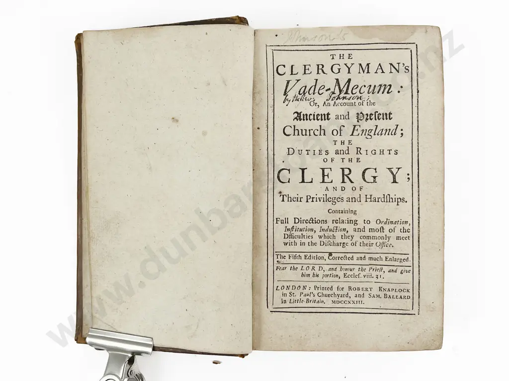 Johnson Rev John - The Clergyman's Vade-Mecum Image 1++