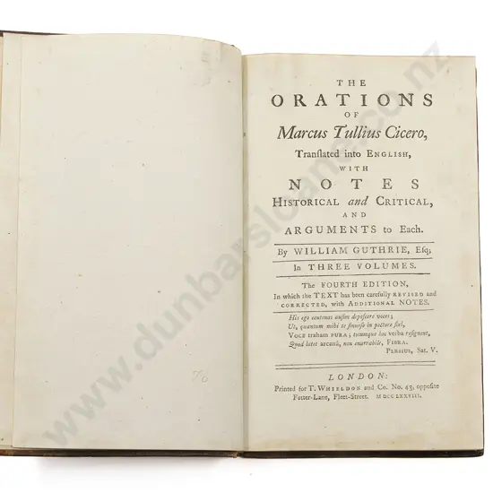 Guthrie William (Trans) The Orations of Marcus Tullius Cicero (3 Volumes)