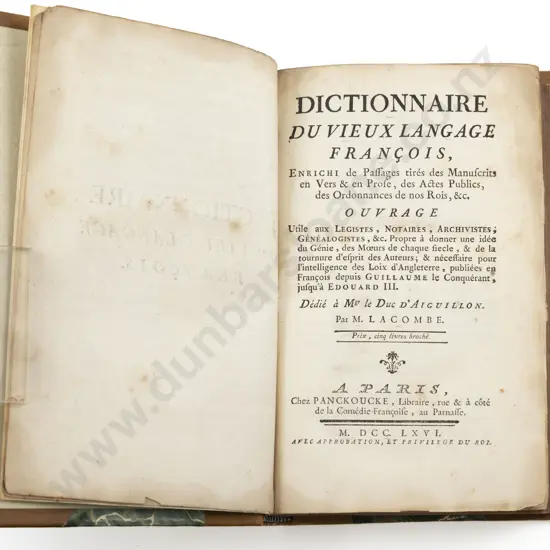 Lacombe - Dictionnaire Du Vieux Langage Francois