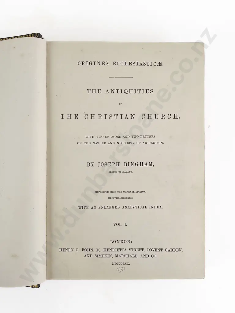 Bingham, Joseph, The Antiquities Of The Christian Church, (2 Volumes) Image 1++