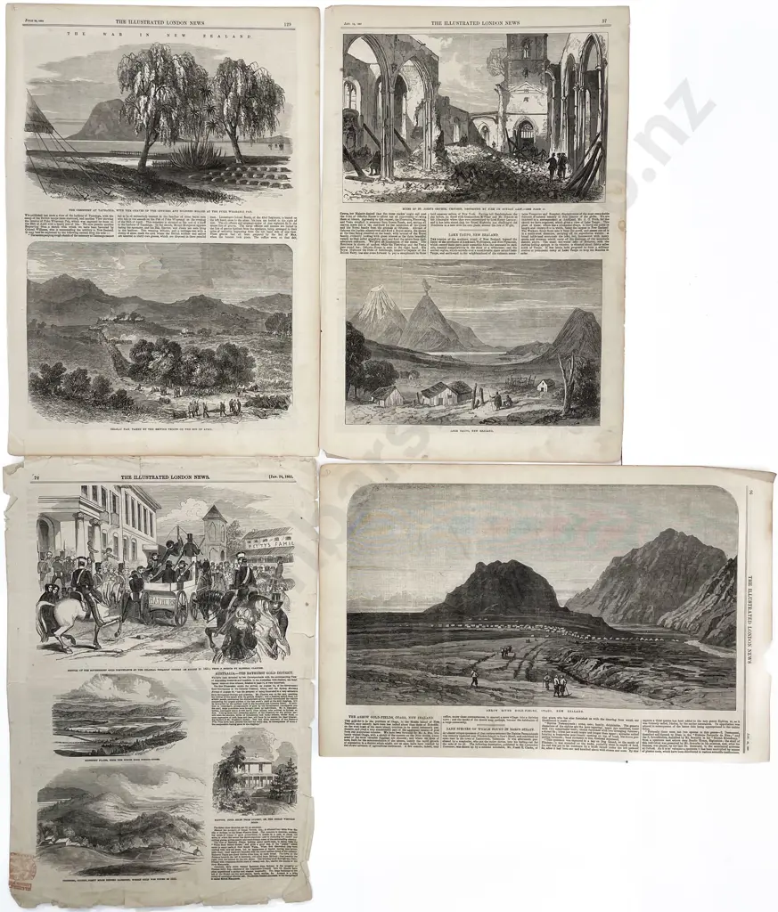 9 Pages Of NZ/Maori Related Reports From The illustrated London News Circa 1850-1880s Image 1++