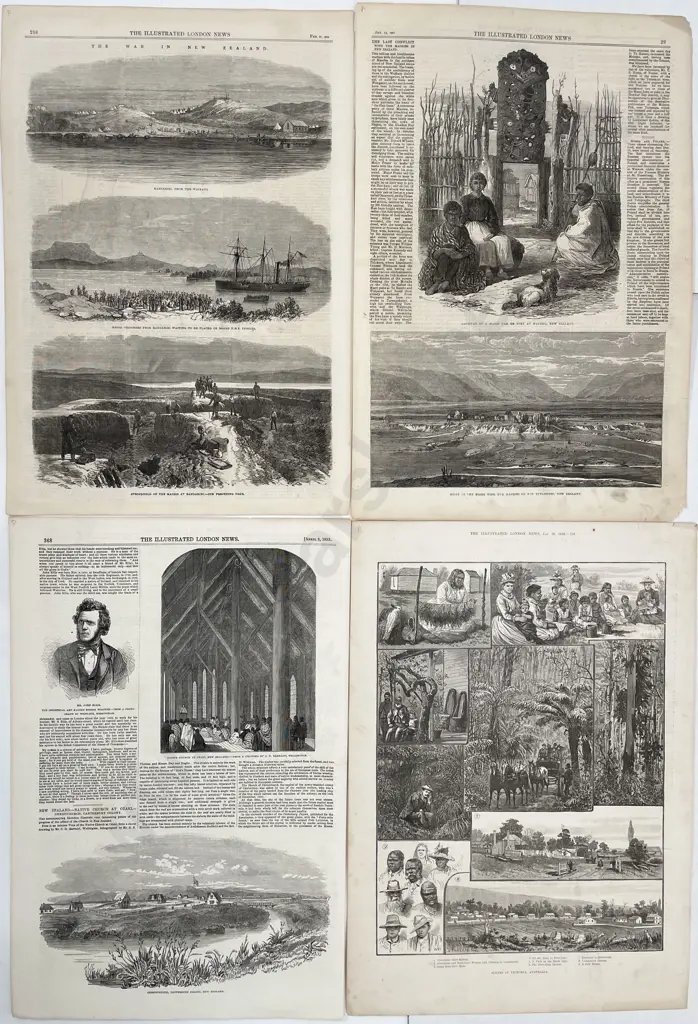 9 Pages Of NZ/Maori Related Reports From The illustrated London News Circa 1850-1880s Image 1++