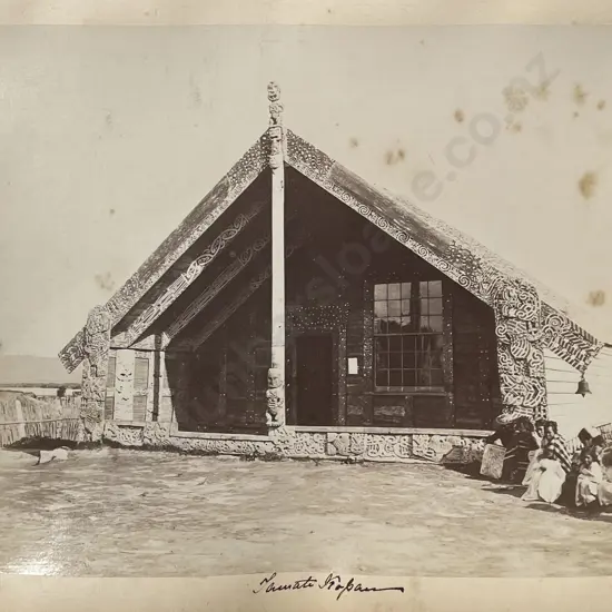 Late 19th Century Albumen Photograph Of Tamatekapua Meeting House Ohinemutu