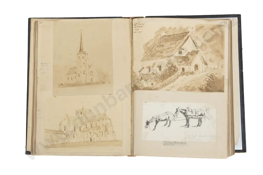 Richard Suter - Interesting Album Of Watercolours & Drawings Etc c1820 Image 1++