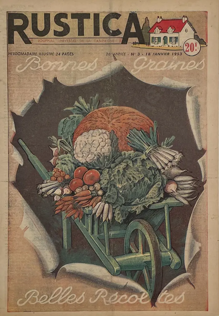 Three 1950s Mounted French Rustica Journal Covers Image 1++