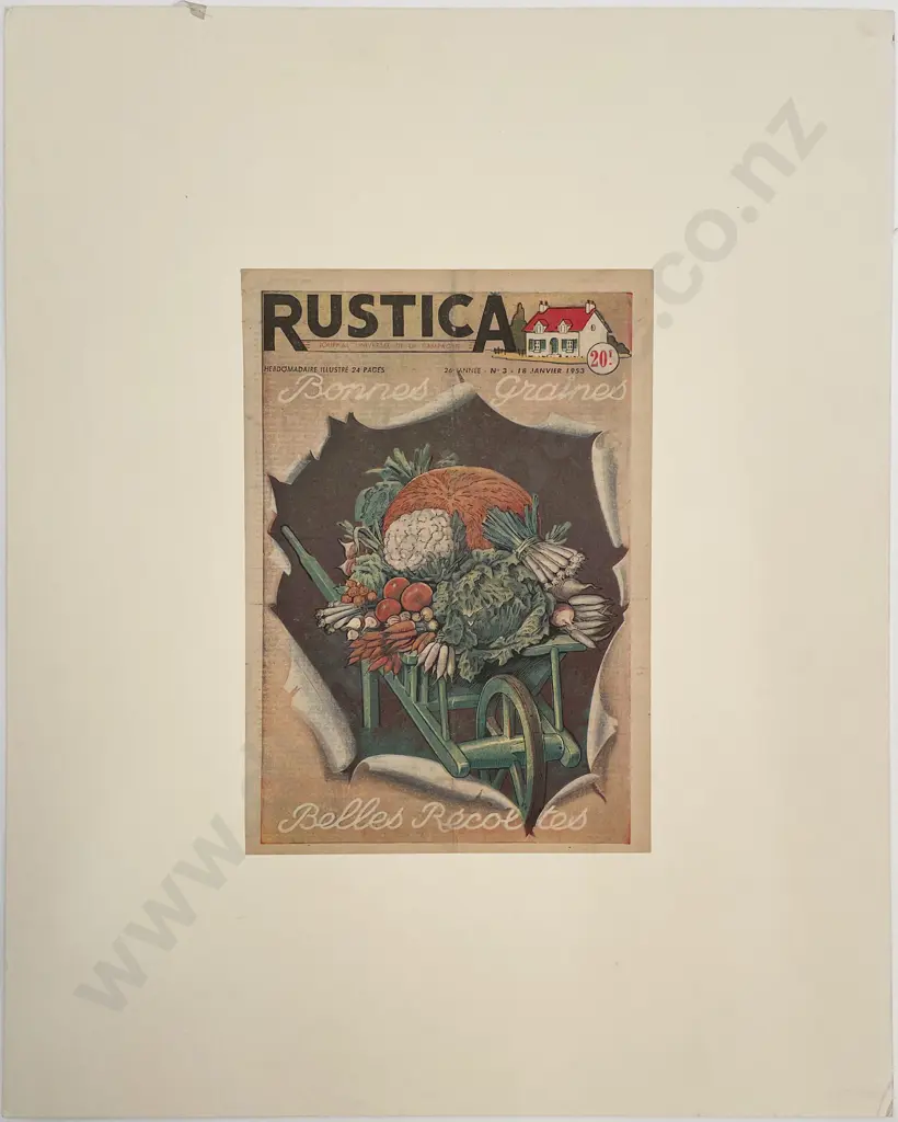 Three 1950s Mounted French Rustica Journal Covers Image 1++