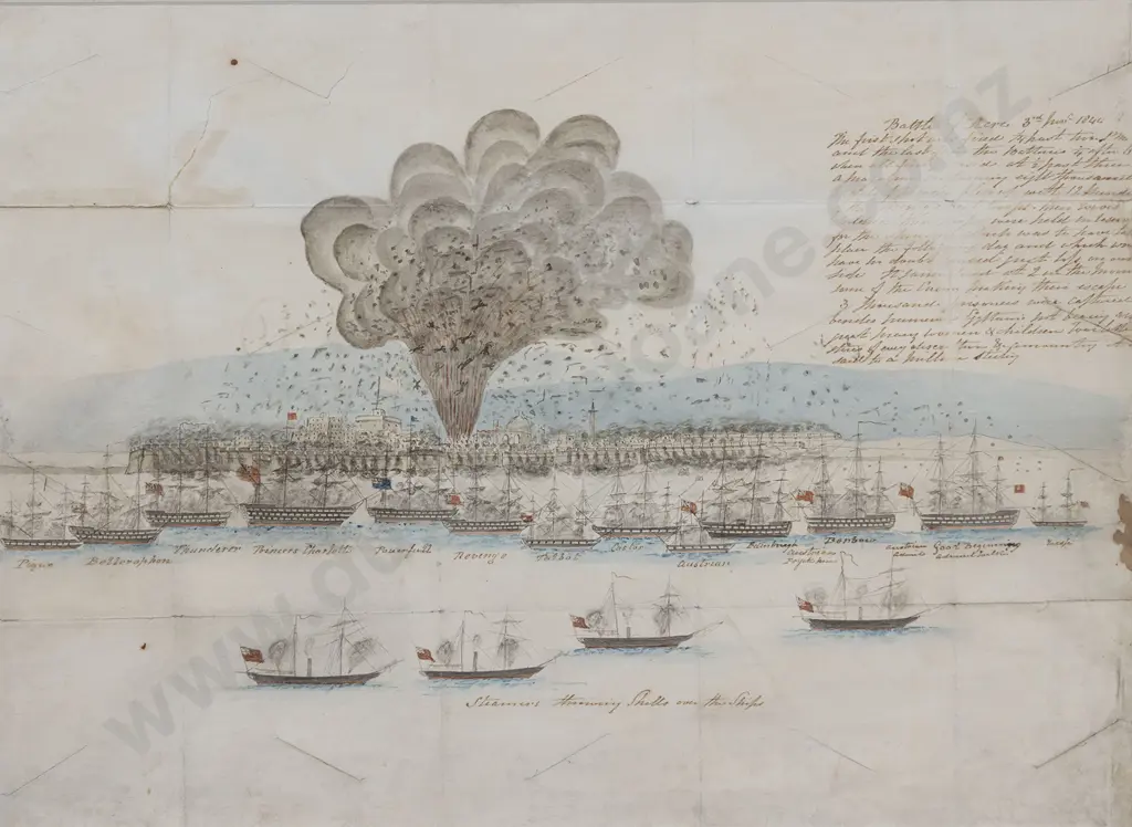 A Rare & Interesting 1840 Watercolour Of The Battle Of Acre (St Jean D'Acre) Image 1++