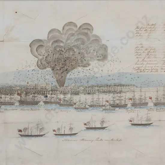 A Rare & Interesting 1840 Watercolour Of The Battle Of Acre (St Jean D'Acre)