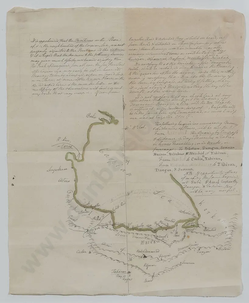 Interesting & Rare 19th Century Cartographical Maritime Sketch Of The Caspian Sea Area Image 1++