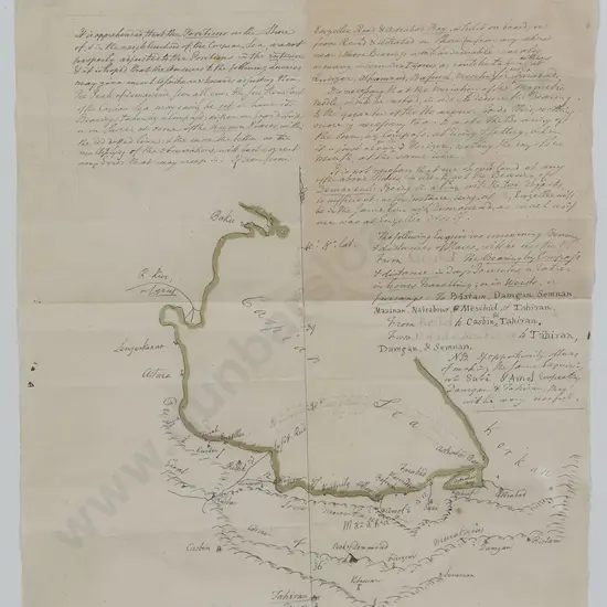 Interesting & Rare 19th Century Cartographical Maritime Sketch Of The Caspian Sea Area