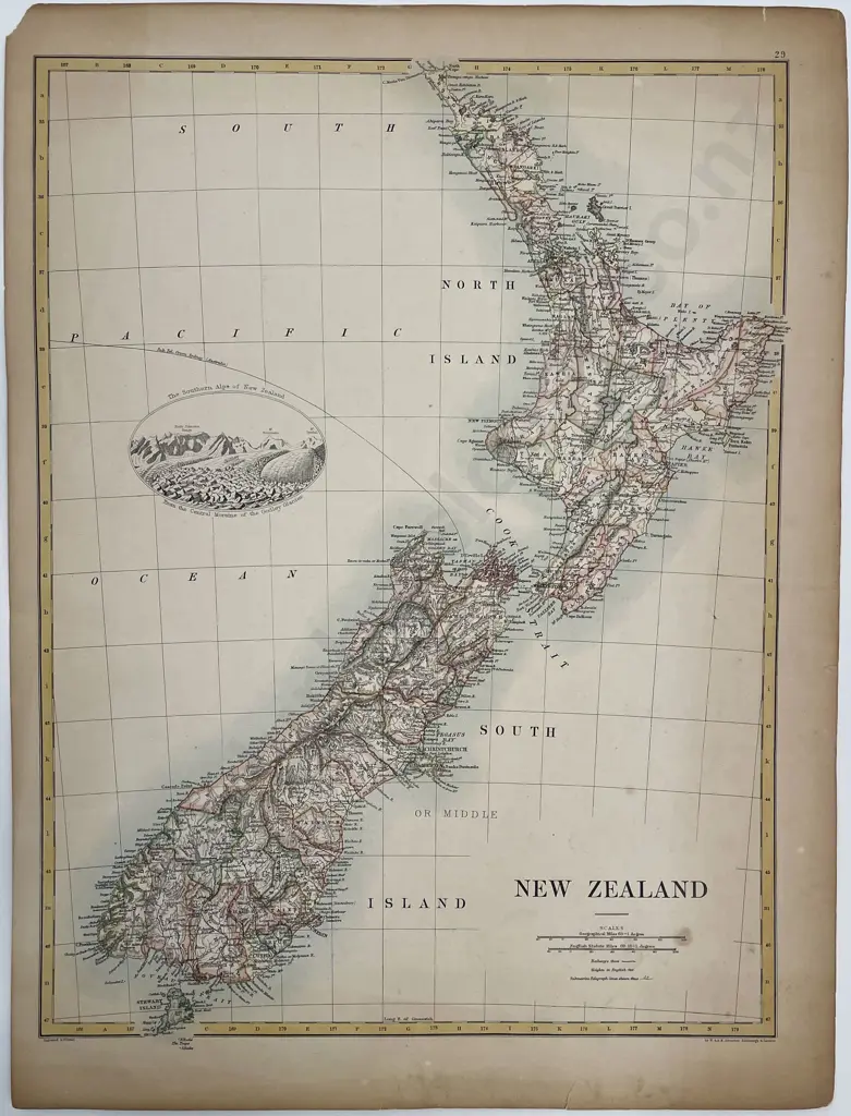 Late 19th Century Map Of New Zealand Image 1++