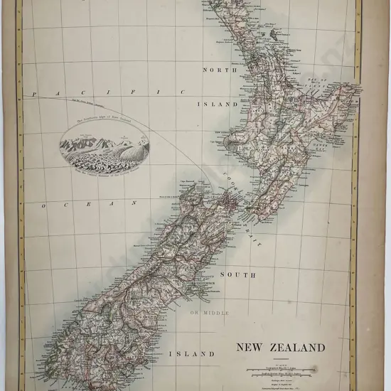 Late 19th Century Map Of New Zealand