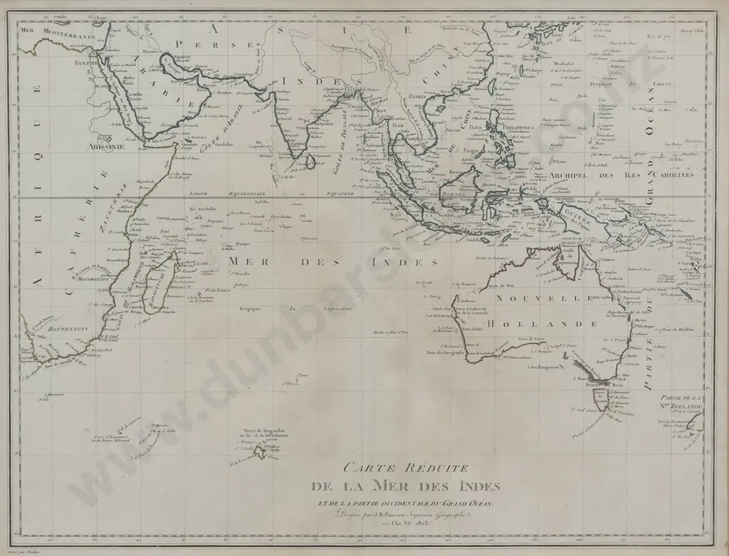 Jean Baptiste Poirson, Carte Reduite De La Mer Des Indes, 1803 Image 1++