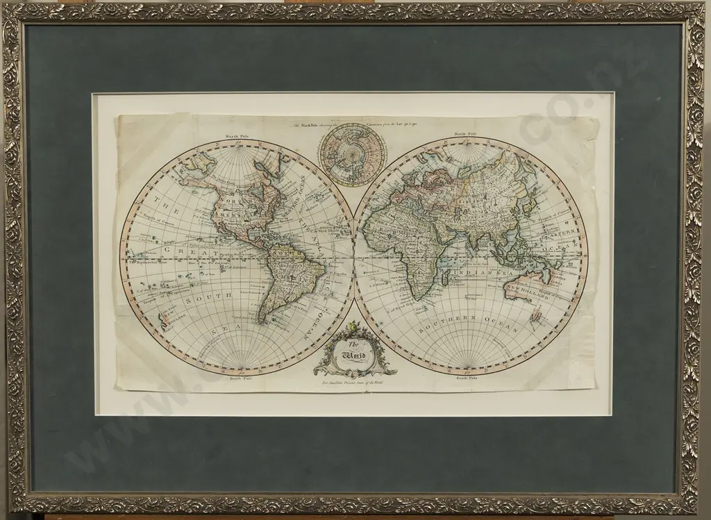 19th Century Double Hemisphere World Map Image 1++