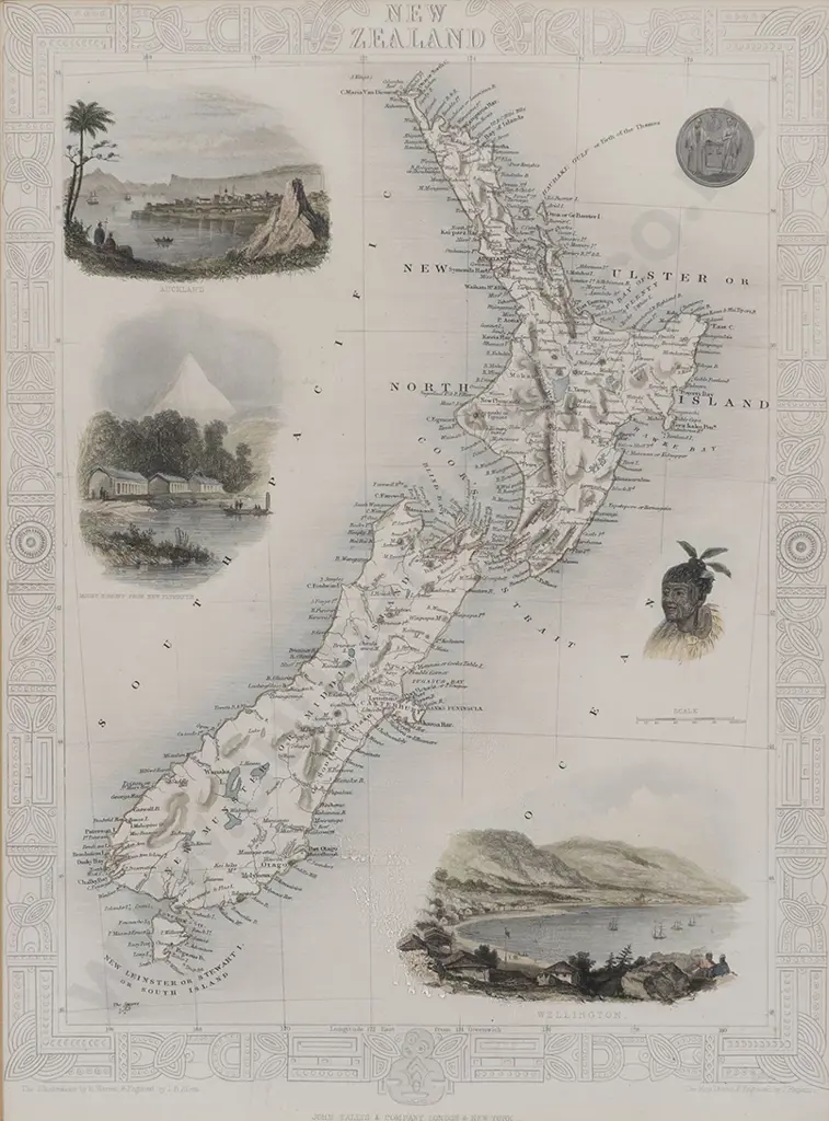 Circa 1851 Map Of New Zealand By J Rapkin Image 1++