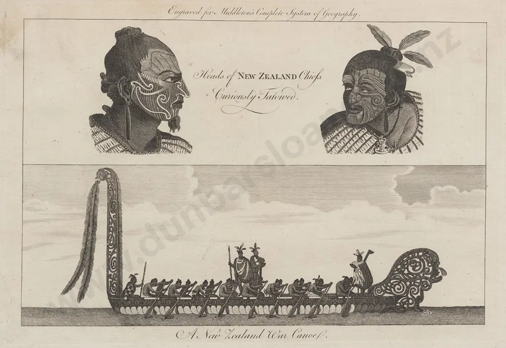 18th Century Framed NZ/Maori Engraving Image 1++