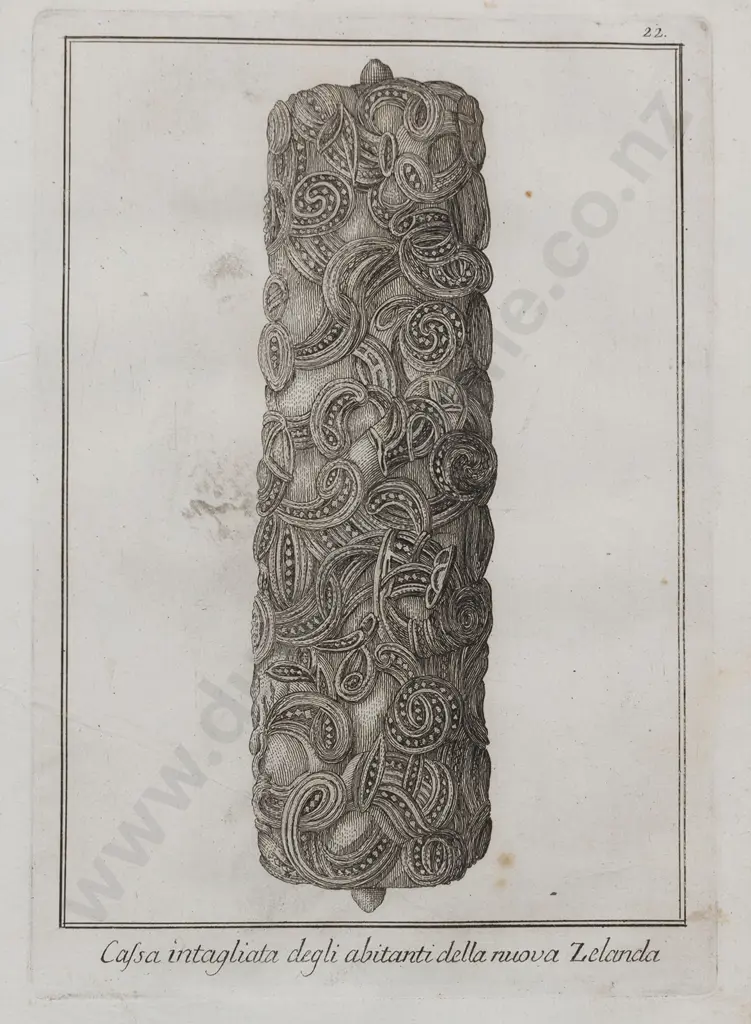 18th Century Bookplate Engraving Of A Wakahuia (Treasure Box) Image 1++