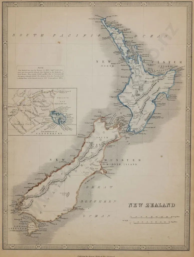Circa 1851 Map Of New Zealand Image 1++