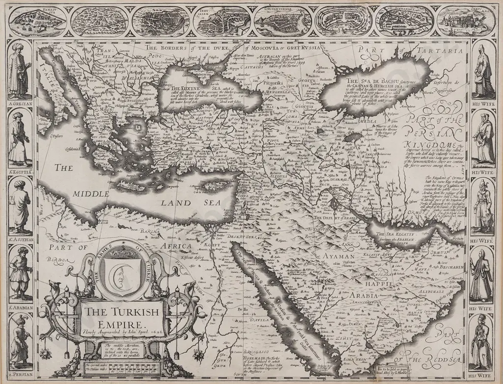 Rare 1626 John Speed Map Of The Turkish Empire Image 1++