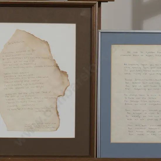 Framed Replica WWI Gallipoli Poem Fragment